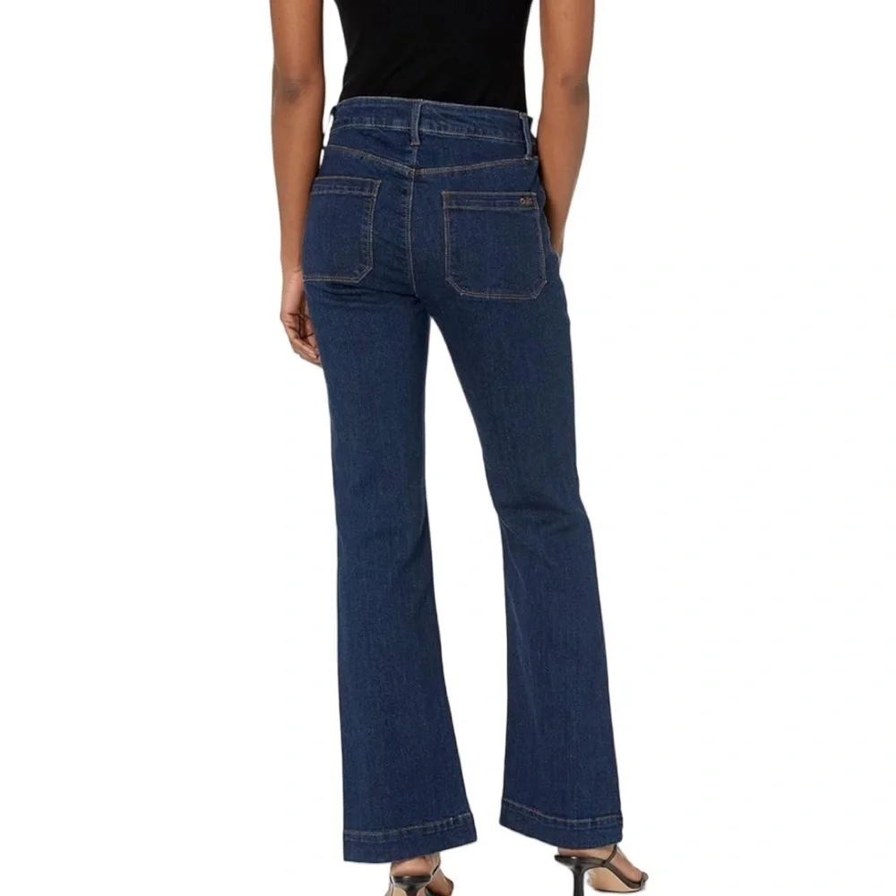 OAT New York Wide Leg Wide Hem Button Close Sailor Style Blue Denim Jean Size 29